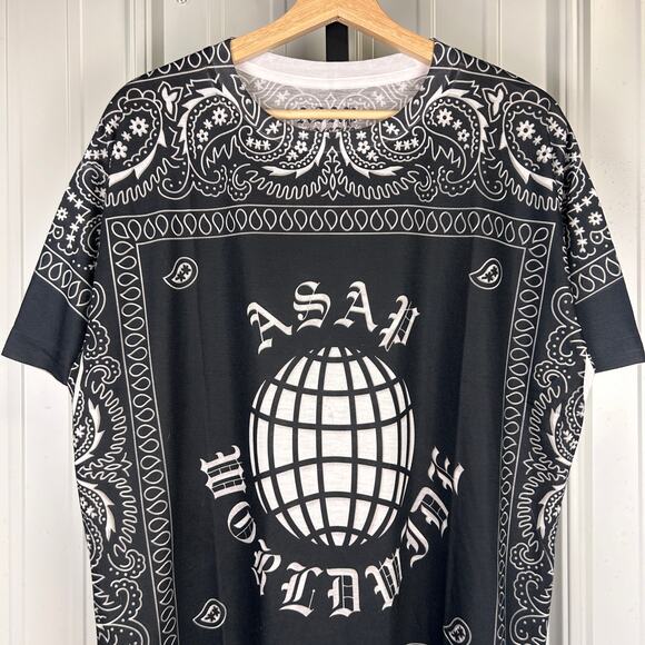 ASAP Rocky Worldwide Black Bandana Paisley 2010s Cloud Rap XL Tee - Picture 1 of 4